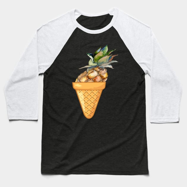 Pineapple ICE CREAM - THE THE WHOLE FRUIT COLLECTION - FUNNY FRUIT ICE CREAM DESIGNS Baseball T-Shirt by iskybibblle